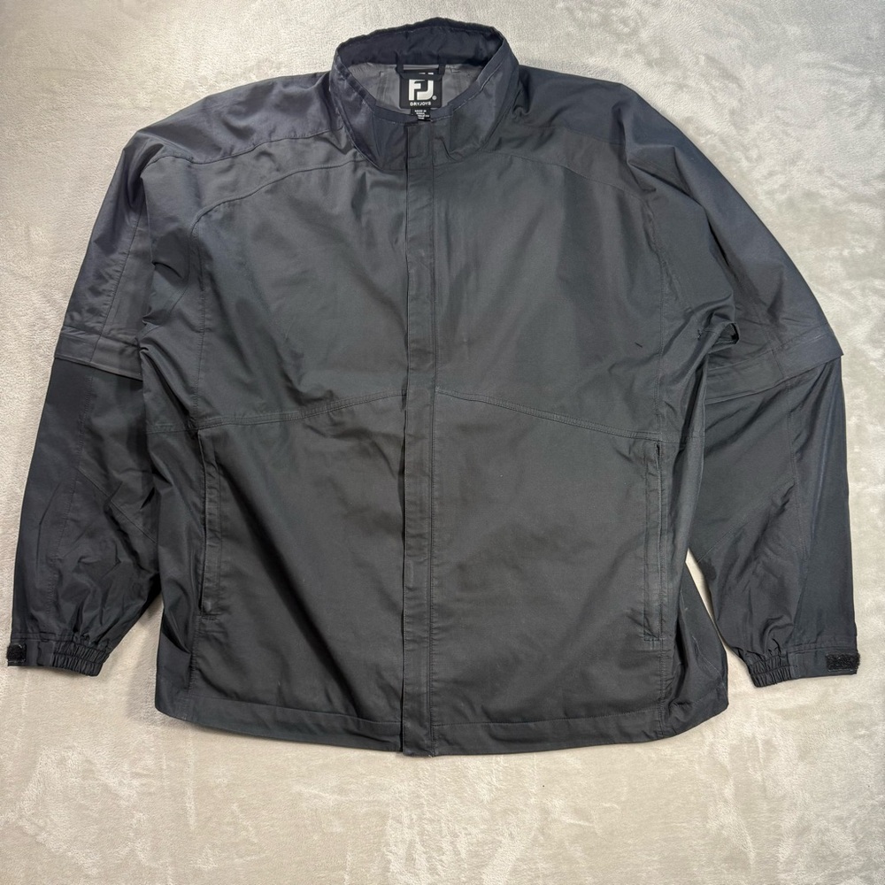 Footjoy Dryjoys Rain Jacket Black Full Zip Golf Men's Sz 2XL Convertible
